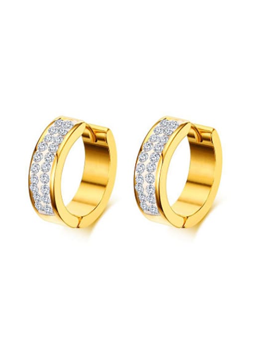 CONG Fashion Gold Plated Geometric Shaped Rhinestone Clip Earrings