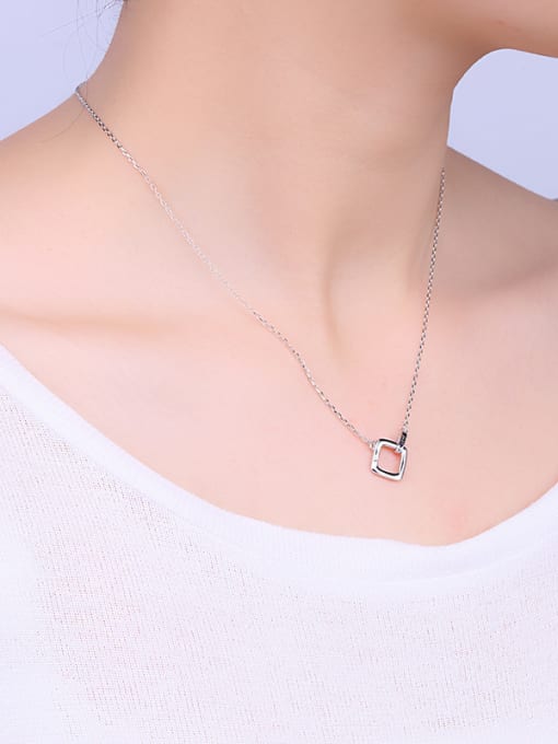 One Silver S925 Silver Square Necklace 1