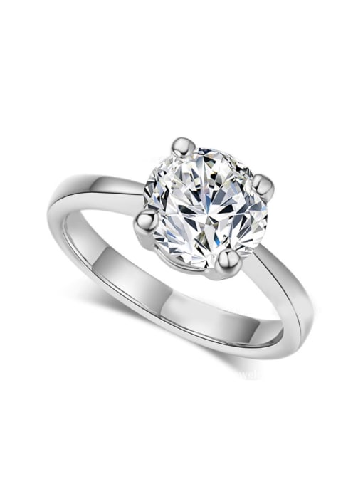 ZK Simple Classical White Gold Plated Engagement Ring 0