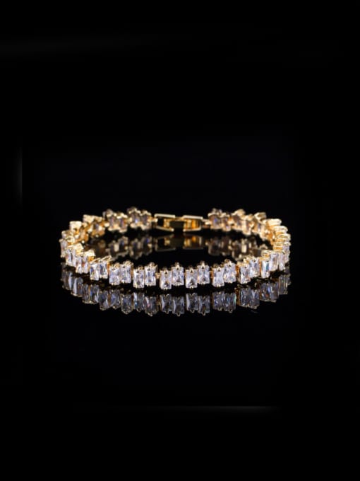 Gold White Zirconium Popular Rectangle AAA Zircon Bracelet