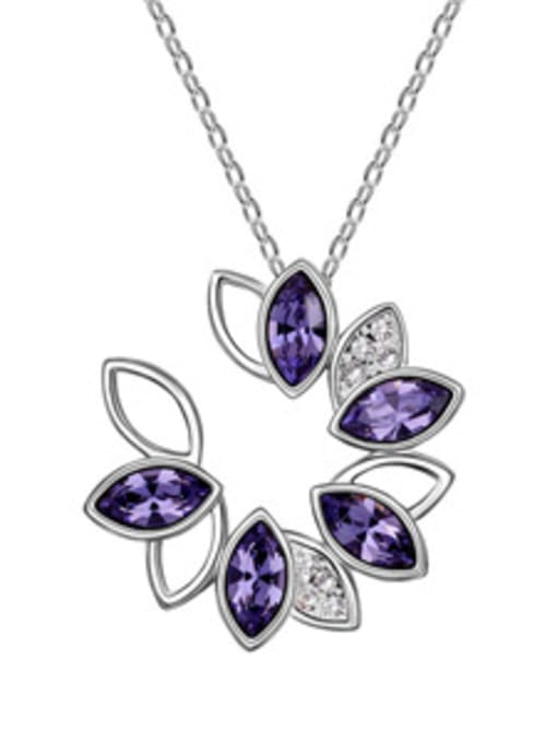 purple Fashion Marquise austrian Crystals Pendant Alloy Necklace