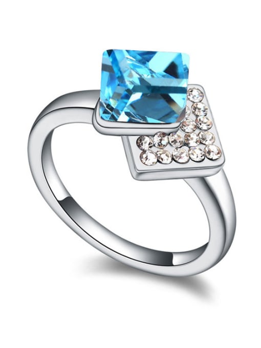 blue Simple Cubic austrian Crystals Alloy Ring