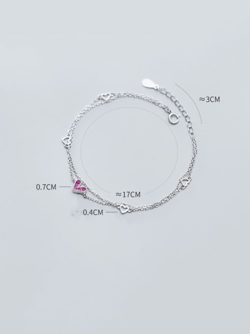 Rosh 925 Sterling Silver With Cubic Zirconia Simplistic Heart Bracelets 1