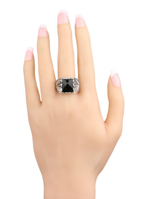 Gujin Punk style Square Resin Stone Alloy Ring 1