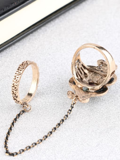 Gujin Retro style Double Ring Resin stones Crystals Alloy Ring 3