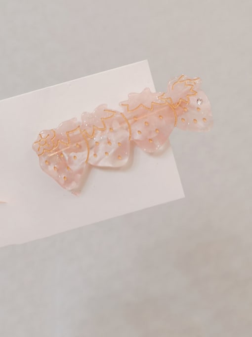 8.5- Pink Alloy With Rose Gold Plated Cute Strawberry Barrettes & Clips
