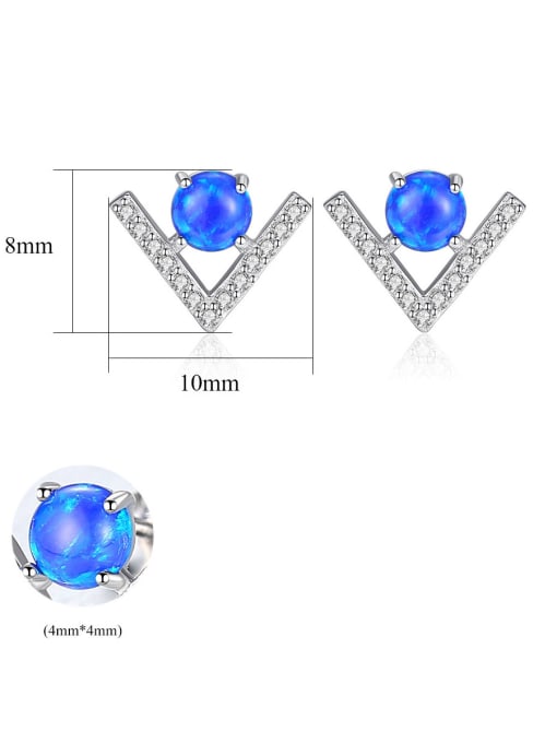 CCUI 925 Sterling Silver With Opal  Cute Triangle Stud Earrings 4