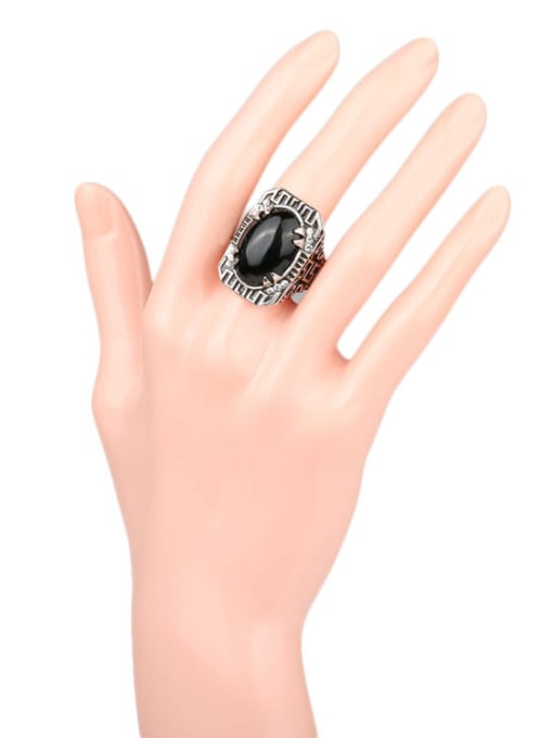 Gujin Retro style Oval Resin stone Carved Alloy Ring 1