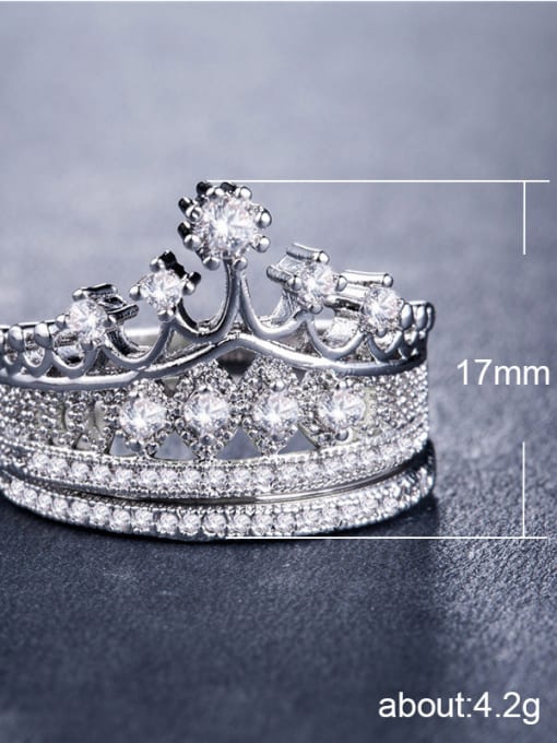 MATCH Copper With Gold Plated Fashion Crown Cubic Zirconia Rings 3