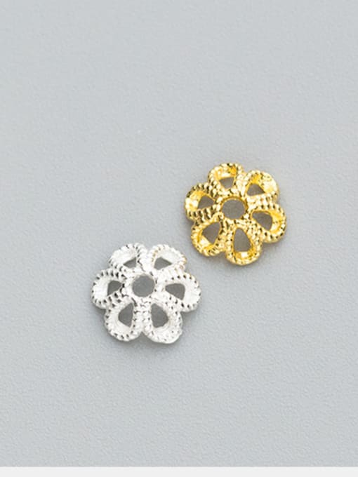 FAN 925 Sterling Silver With Silver Plated Hollow the six petals Bead Caps 0