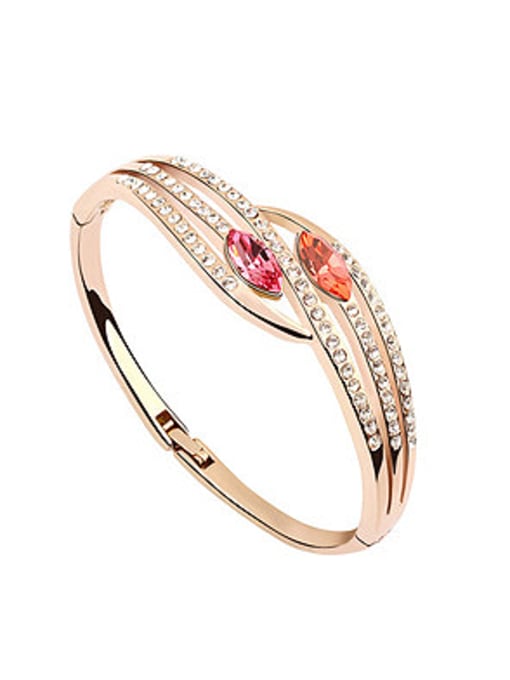 QIANZI Fashion Rose Gold Plated Oval austrian Crystals Alloy Bangle 0