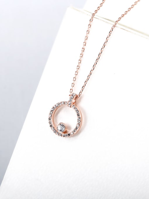 OUXI Simple Hollow Round Rhinestones Necklace 2