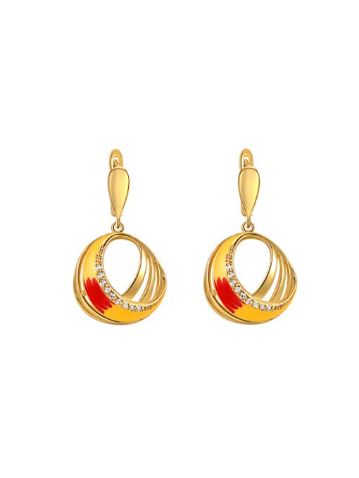 Ronaldo High-grade 18K Gold Plated Zircon Copper Drop Earrings 0