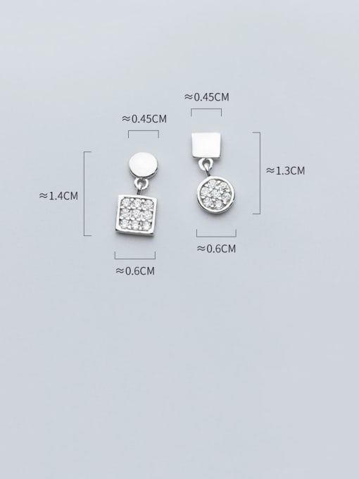 Rosh 925 Sterling Silver With Cubic Zirconia Simplistic Geometric Stud Earrings 3