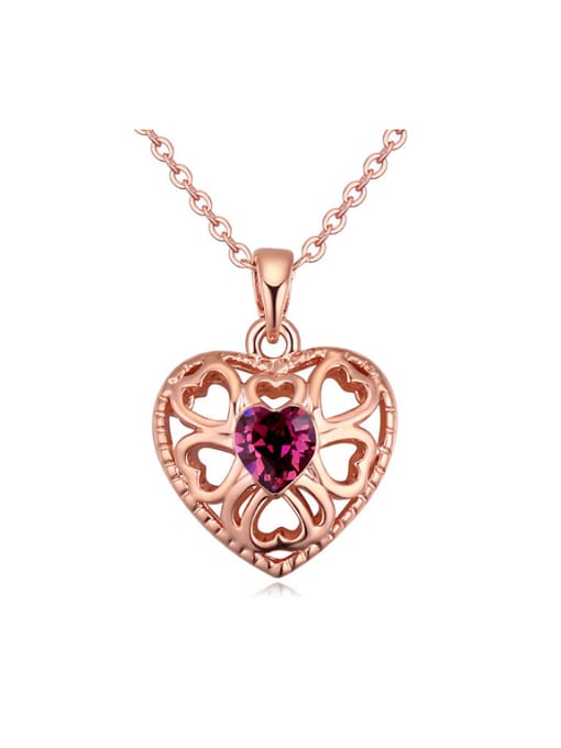 QIANZI Fashion Hollow Heart austrian Crystal Alloy Necklace 0