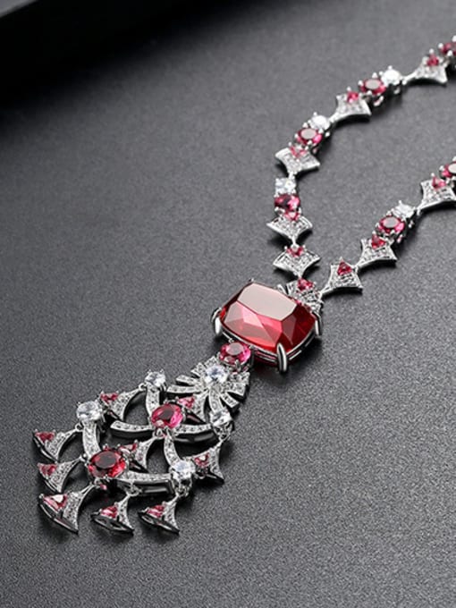 Red Copper inlay 3A colored zircon gorgeous sparkling necklace
