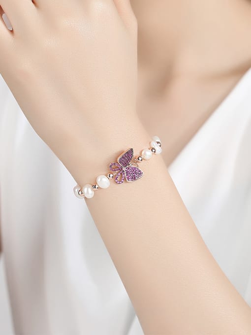 BLING SU Copper With Gold Plated Fashion Butterfly Anniversary Bracelets 1