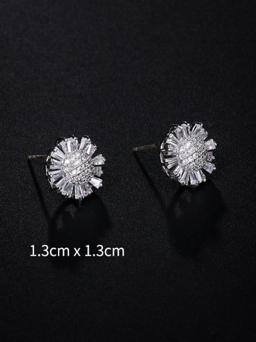 Platinum Copper With Platinum Plated Cute Flower Stud Earrings