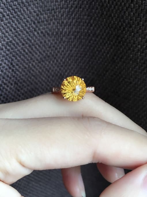 Deli Fashion Rose Gold Plated Citrine Gemstone Engagement Ring 2
