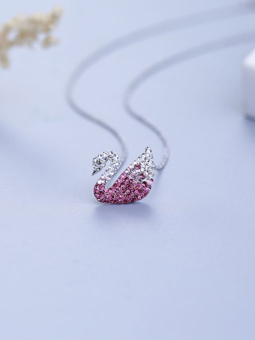 Pink 925 Silver Swan Necklace