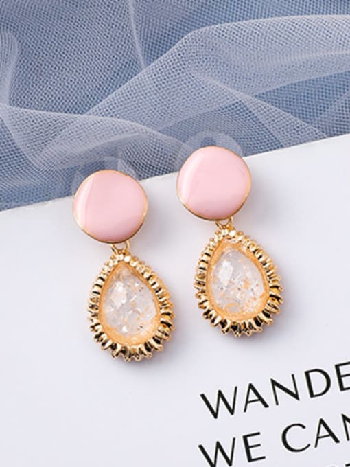 A Pink Alloy With Rose Gold Plated Fashion Water Drop Drop Earrings