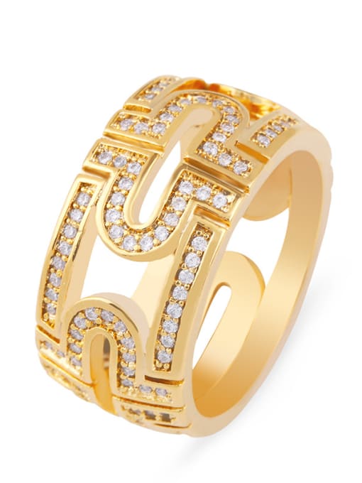 CC Copper With Cubic Zirconia Fashion Geometric Rings 2