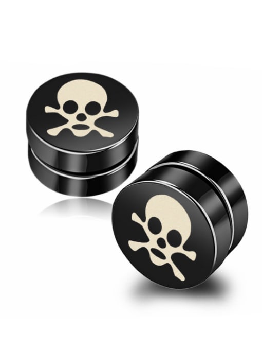 BSL Stainless Steel With Black Gun Plated Personality Skull Stud Earrings 0