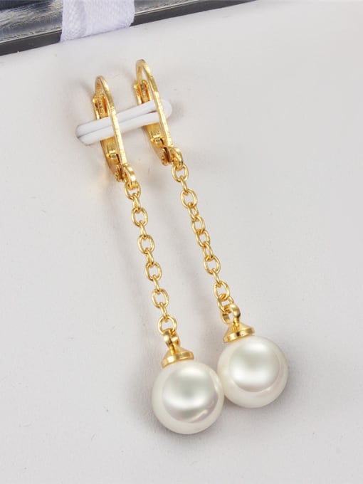 Gold Women Temperament Artificial Pearl Drop Earrings