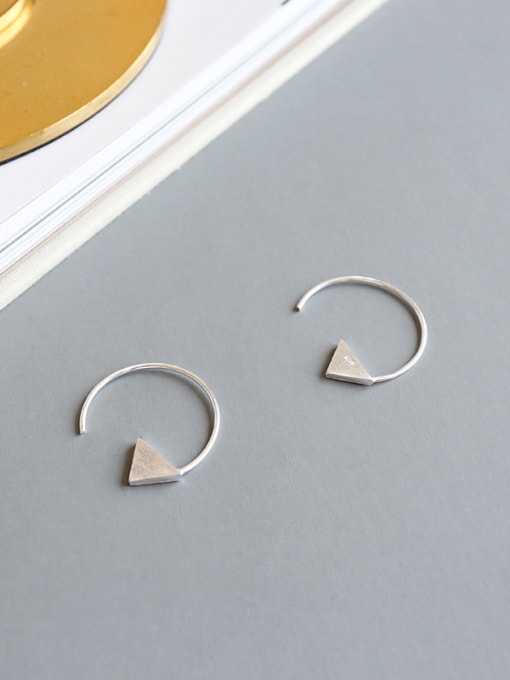 DAKA Sterling Silver Geometric Triangle Minimalist Brushed Earrings 1