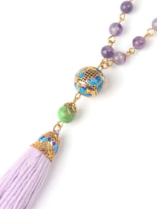 handmade Bohemia Style Semi-precious Stones Tassel Necklace