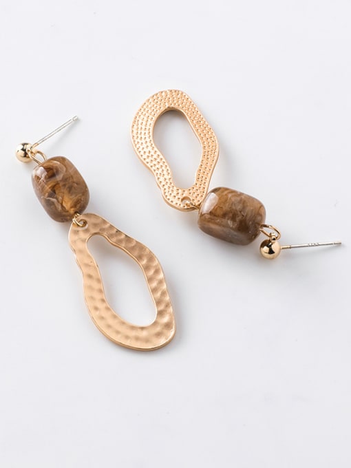 A Brown Alloy With Gold Plated Vintage Geometric Drop Earrings