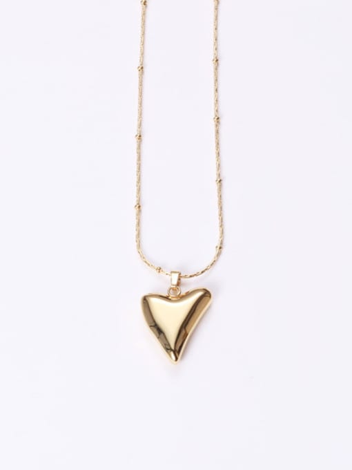 GROSE Titanium With Gold Plated Simplistic Smooth Heart Necklaces 1