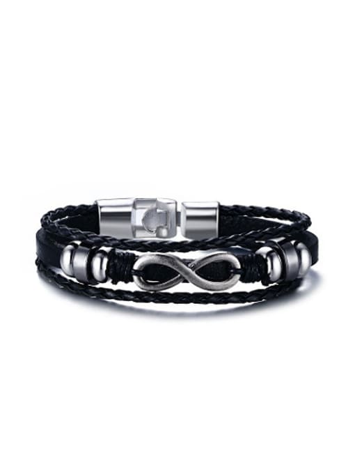 CONG Exquisite Number Eight Shaped Artificial Leather Bracelet 0