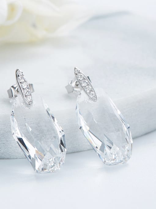 CEIDAI Simple Clear austrian Crystal 925 Silver Stud Earrings 2