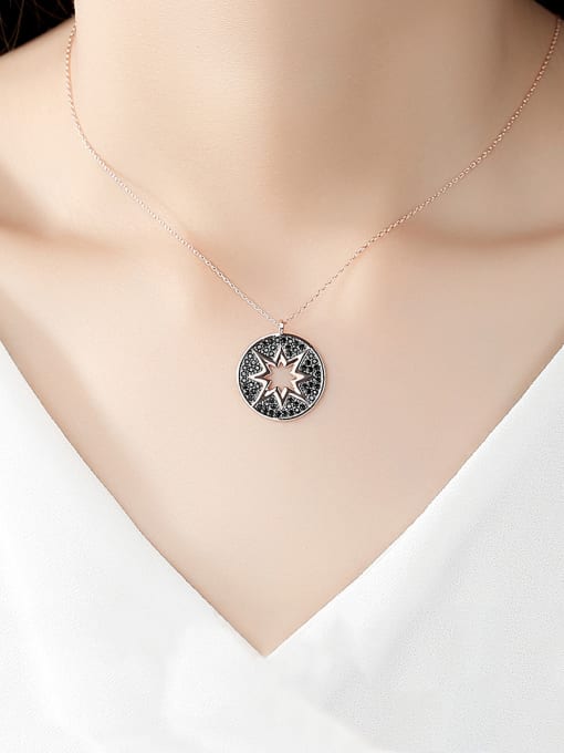 BLING SU Copper With Rose Gold Plated Simplistic Hollow Star Necklaces 1