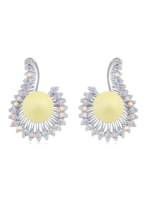 QIANZI Personalized Imitation Pearl Crystals Stud Earrings 0
