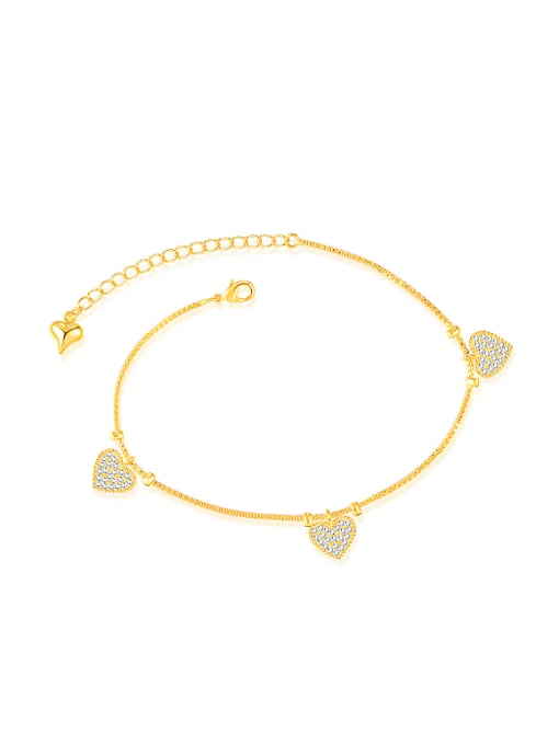 Gold Simple Little Heart shapes Zircon Anklet