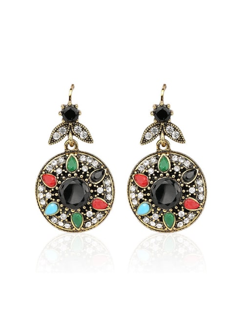 Gujin Ethnic style Colorful Resin stones White Crystals Alloy Earrings 0