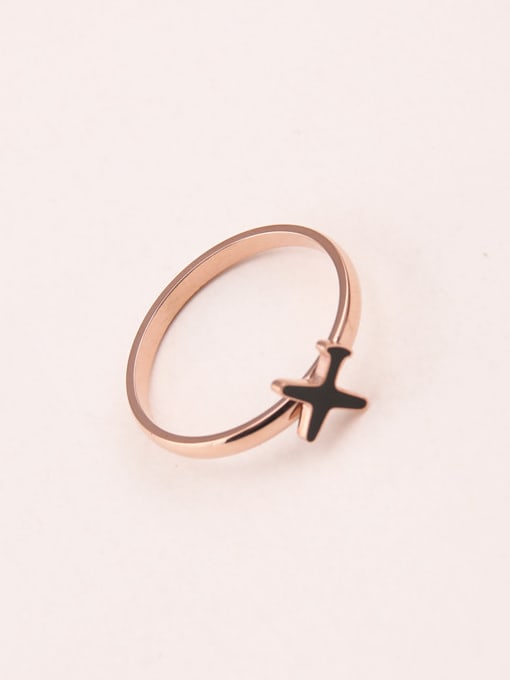 GROSE Black Aircraft Titanium Rose Gold Plated Ring 0