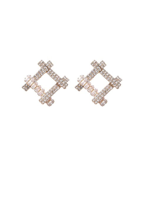 Girlhood Alloy With Rose Gold Plated Simplistic Geometric Stud Earrings