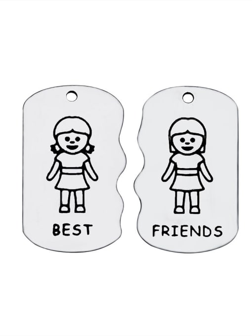 FTime Stainless Steel With Lady Irregular With best friends words Charms 2