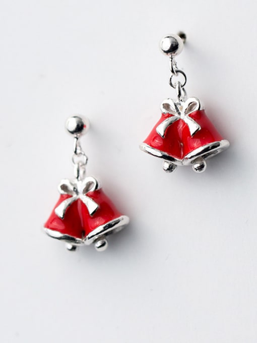 Rosh 925 Sterling Silver With Christmas bell Cute red Drop Earrings 0