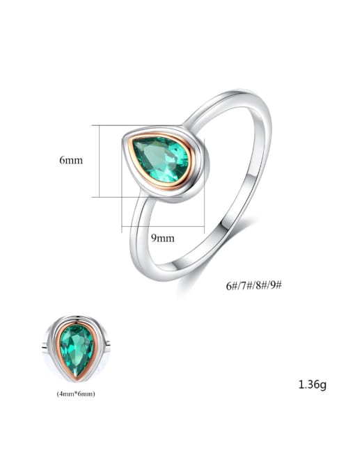CCUI Sterling silver water drop type green semi-precious stone ring 2