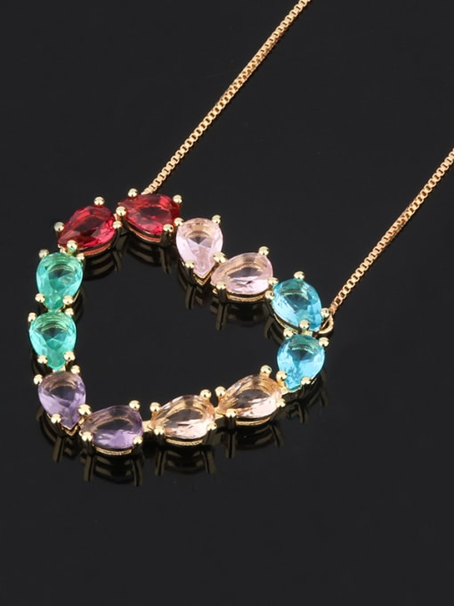 Golden Copper With Glass stone Trendy Heart Necklaces