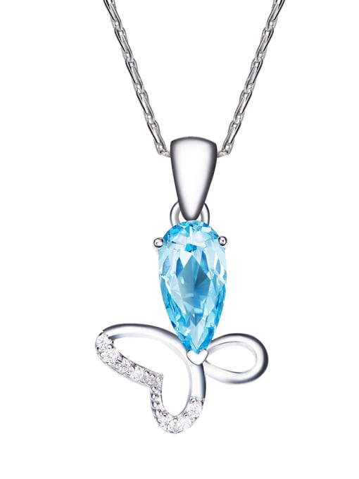 Blue S925 Silver Butterfly Shaped Necklace