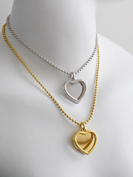 DAKA 925 Sterling Silver With Smooth Simplistic Heart Locket Necklace 1