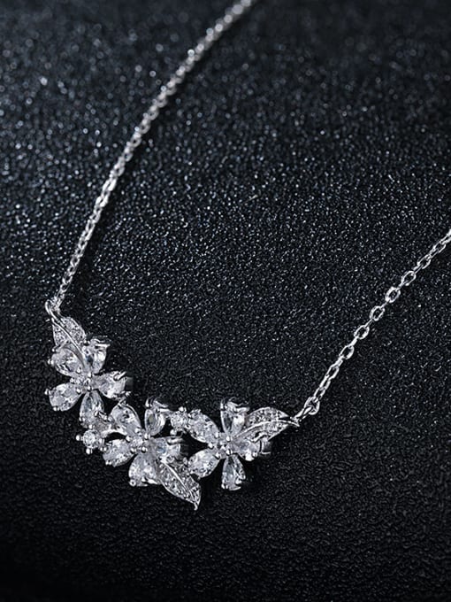 UNIENO 925 Sterling Silver With Platinum Plated Delicate Leaf Flower  Necklaces 1