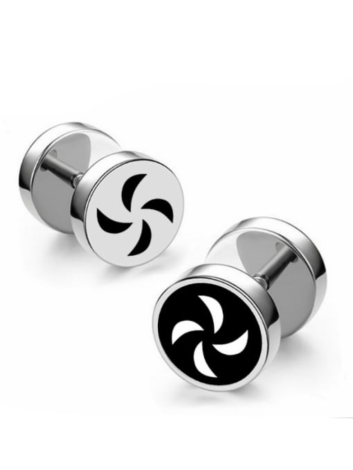 BSL Stainless Steel With Simplistic Round windmill Stud Earrings 0
