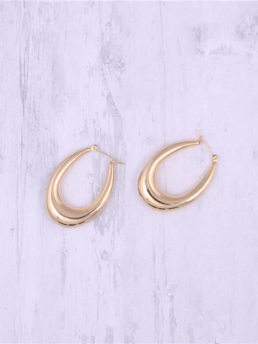 GROSE Titanium With Gold Plated Punk Geometric Hoop Earrings 3