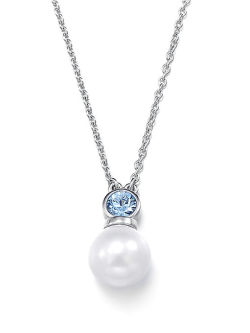 white austrian Crystal Pearl Necklace